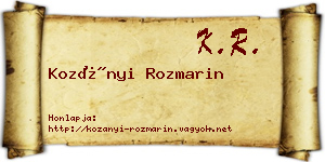 Kozányi Rozmarin névjegykártya